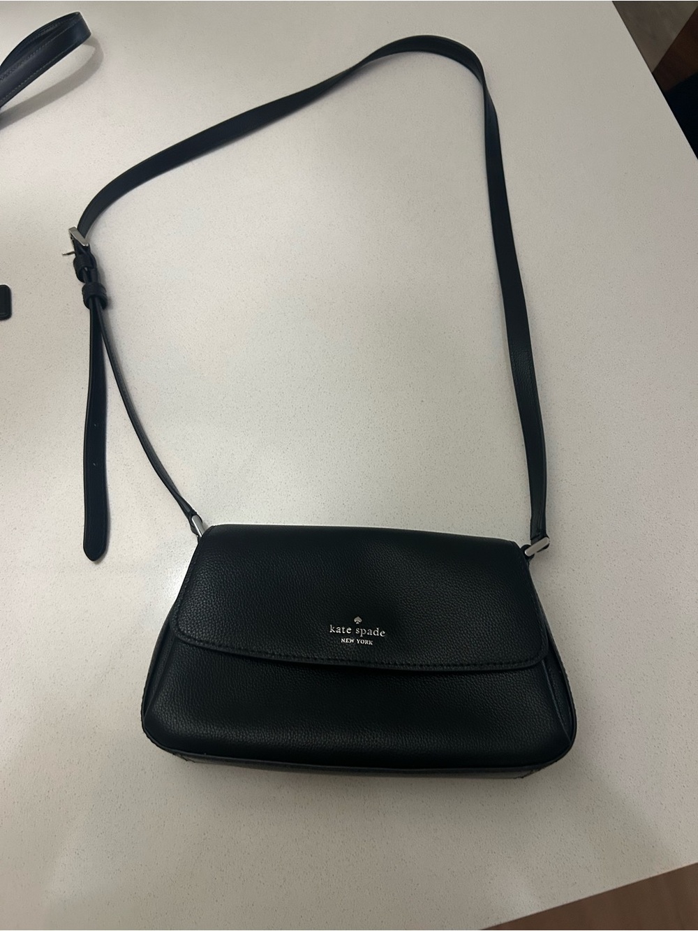 kate spade Black Pebbled Leather Crossbody with Flap